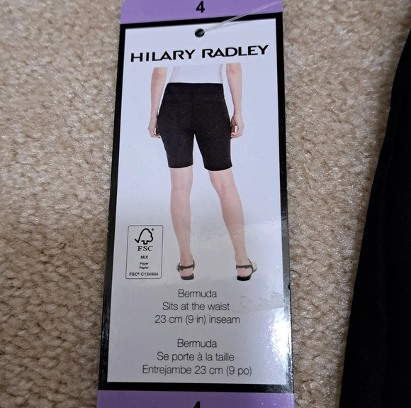 ❤️ Hilary Radley Black Bermuda Shorts Women's Size 4 Pull On Stretch - Picture 14 of 16